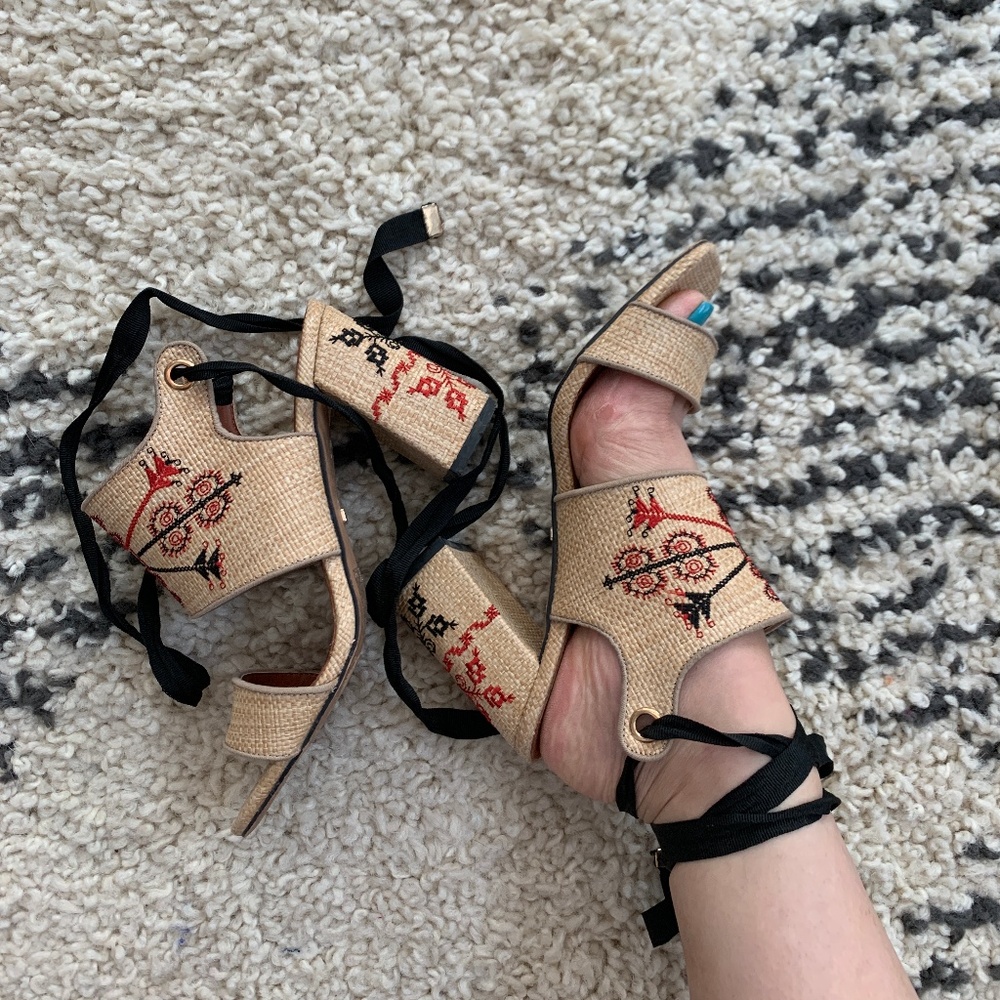 Fun Tie Up Topshop Embroidered Heels